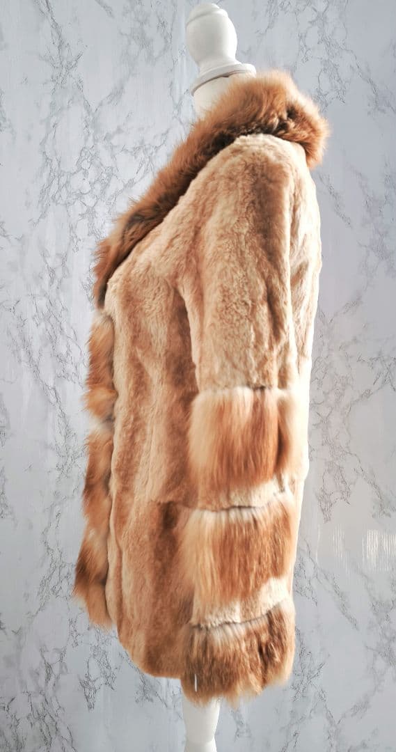 【希少 高級◎】総丈75 ゴールデン 毛皮 ファーコート M