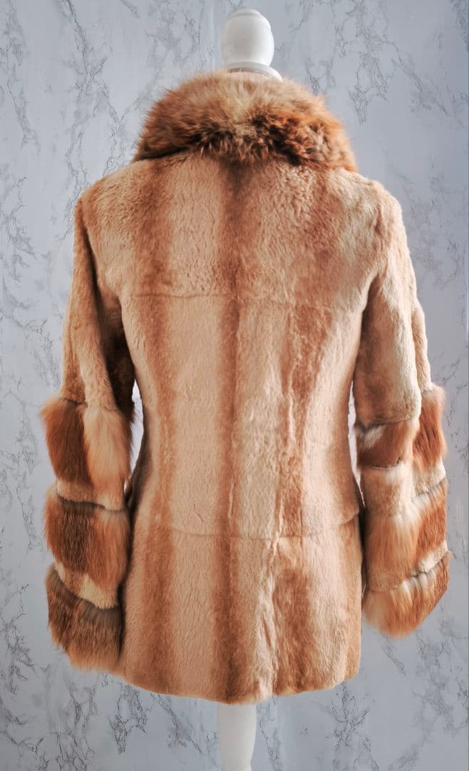 【希少 高級◎】総丈75 ゴールデン 毛皮 ファーコート M