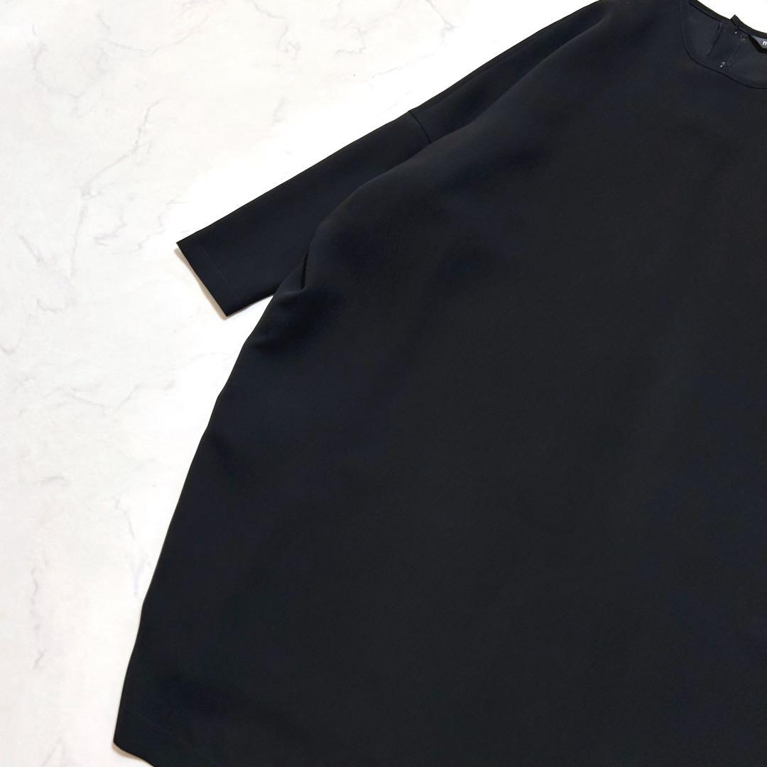 美品ミズイロインド ワイドコクーンワンピース 黒定番人気 セレモニー ゆったり