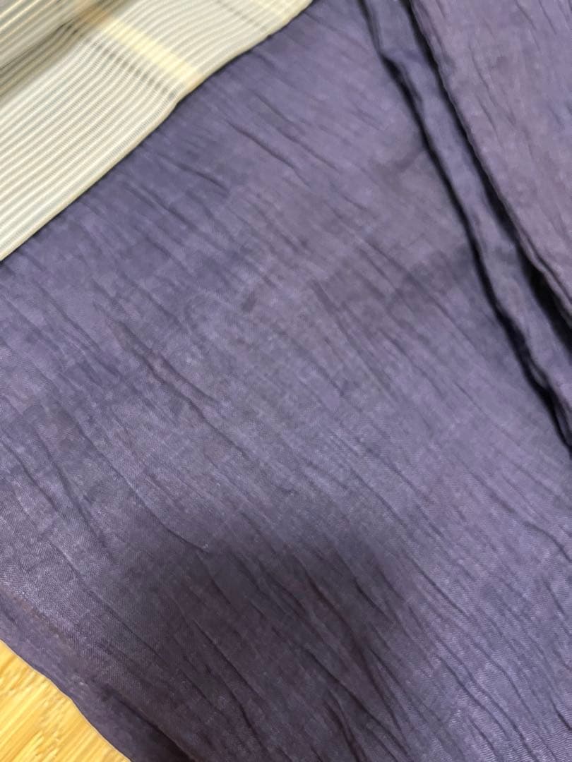 美品　小千谷ちぢみ　麻　鉄紺　身丈157身幅広め