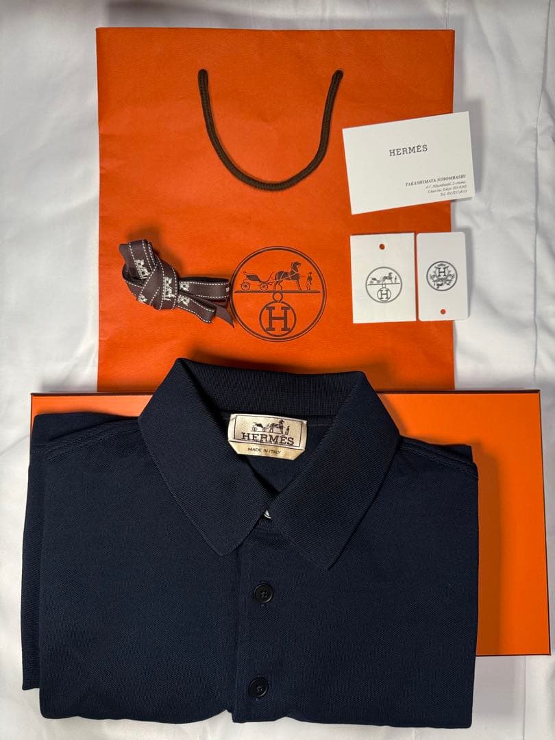 【新品未使用】エルメス ポロシャツ　H刺繍　Mサイズ