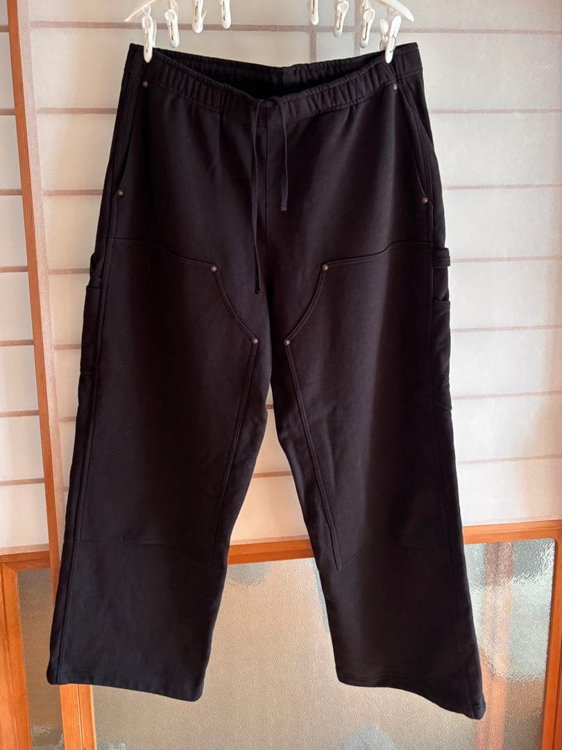 BEAMS ダブルニースウェットパンツ　黒　L