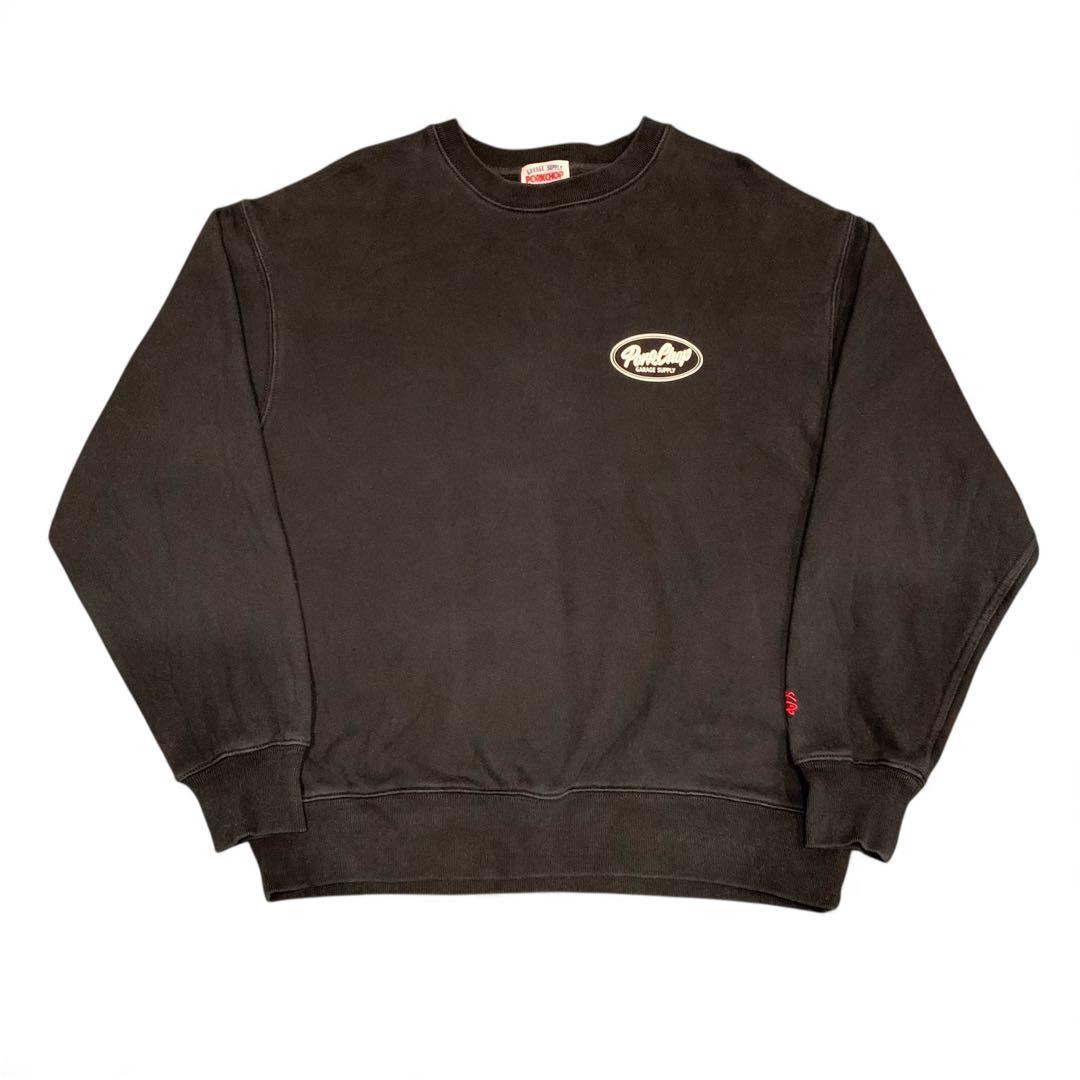 【L】ポークチョップ ガレージサプライPORKCHOPスウェット トレーナー 黒