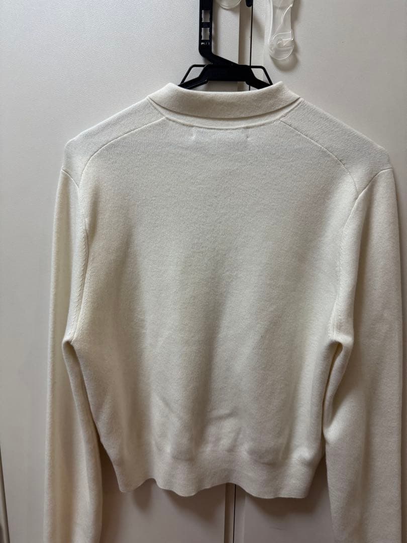 【新品未使用】CABaN キャバン コットンカシミヤ パールロゴポロカーディガン