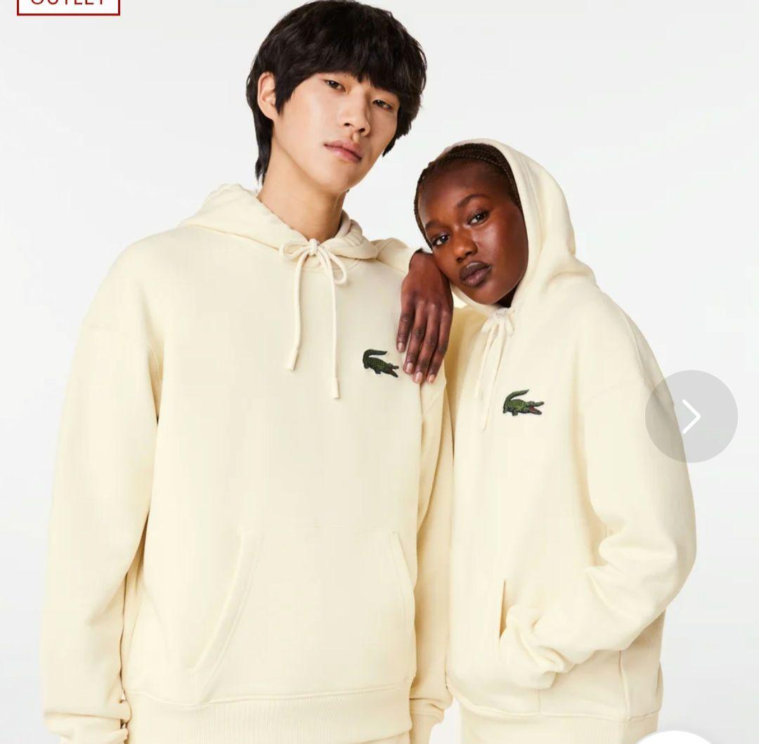 LACOSTE オーガニックコットンプルオーバーパーカー オフホワイト