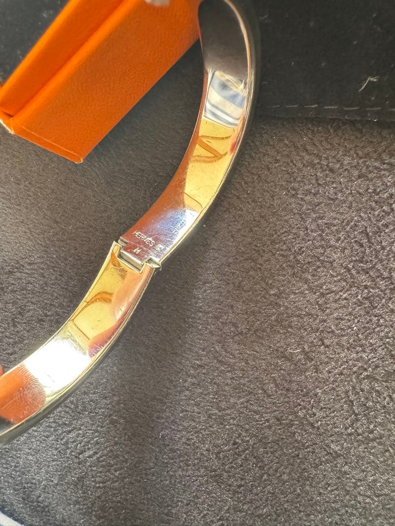 [USED]HERMES Hシルバー ブラック ブレスレット/バングル PM