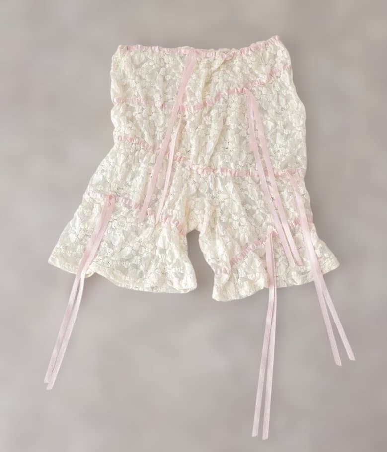 Yuhan Wang Lace Ribbon Shorts レース ショーツ S