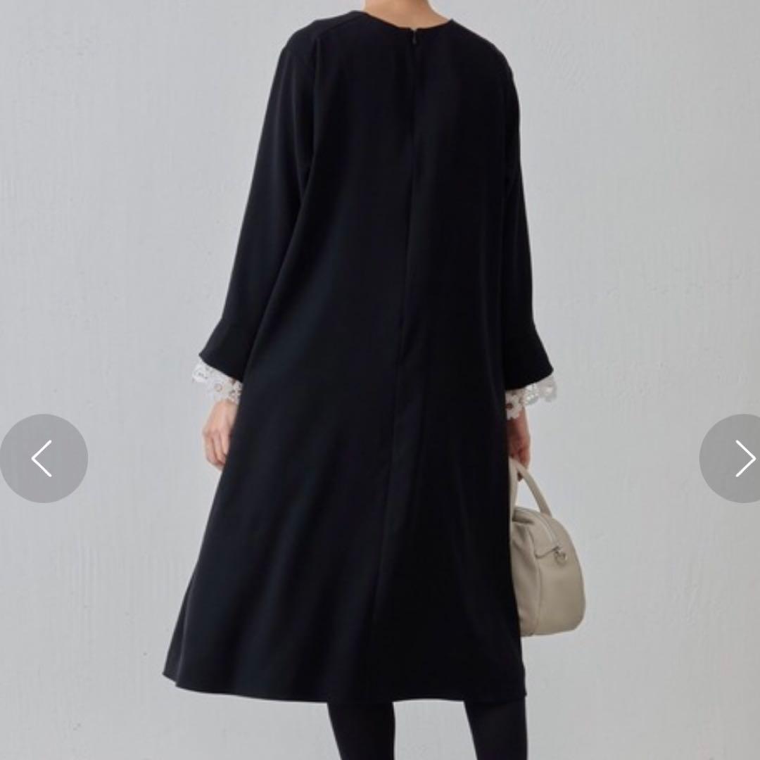 BEARDSLEY ビアズリー 袖口レースワンピース　ブラック