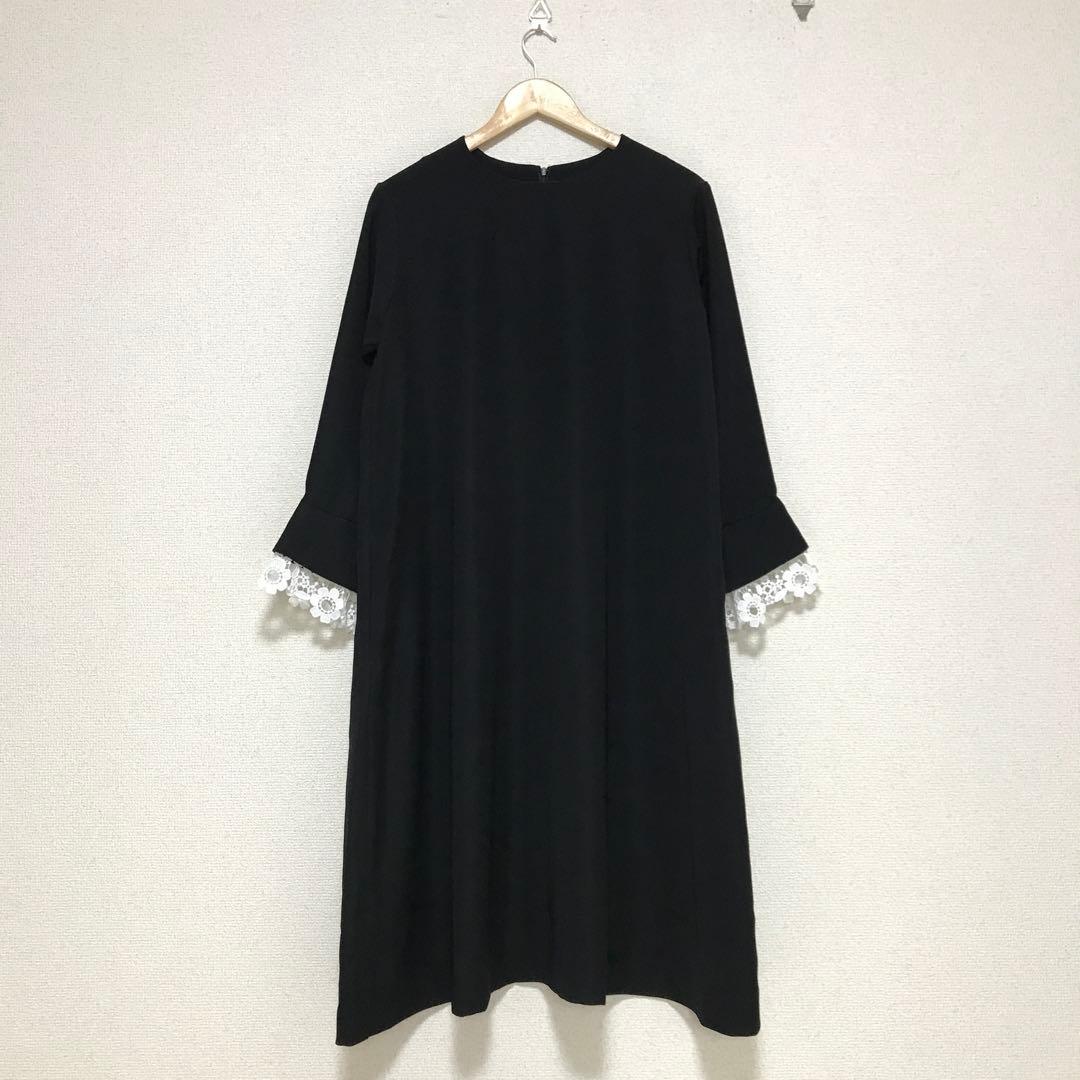 BEARDSLEY ビアズリー 袖口レースワンピース　ブラック