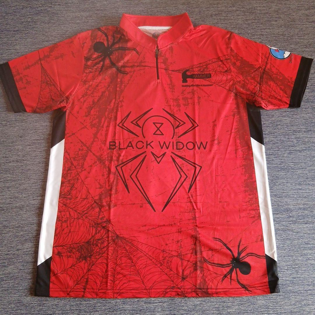 ✨新品✨ボウリングウェア　日本サイズ2XL　ブラックウィドー　ハンマー　レッド