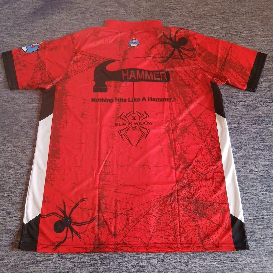 ✨新品✨ボウリングウェア　日本サイズ2XL　ブラックウィドー　ハンマー　レッド