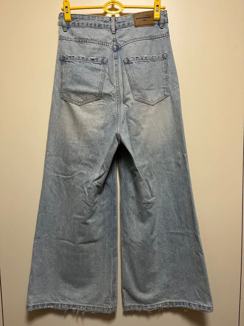 サイドベルト ワイドフレアデニムパンツ MASONPRINCE
