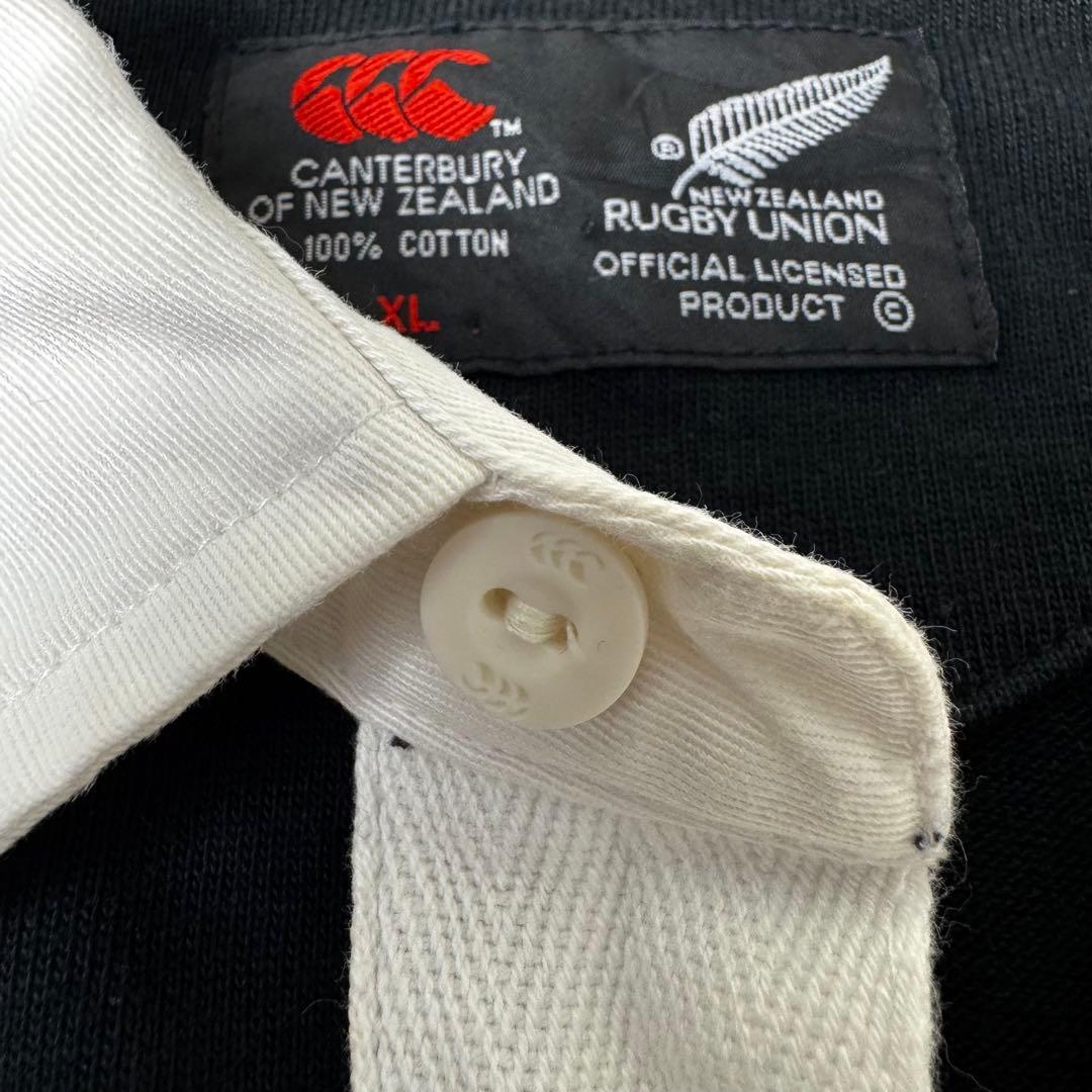 CANTERBURY 刺繍ロゴ ALL BLACKS ラガーシャツ XL 黒