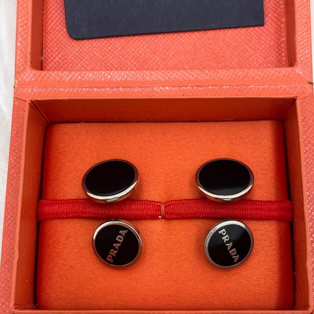 美品✨PRADA カフス カフリンクス プラダ箱付き　ロゴ ビジネス