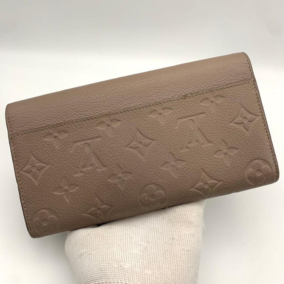 鑑定済み ルイヴィトン ポルトフォイユ サラ 長財布 アンプラント グレージュ