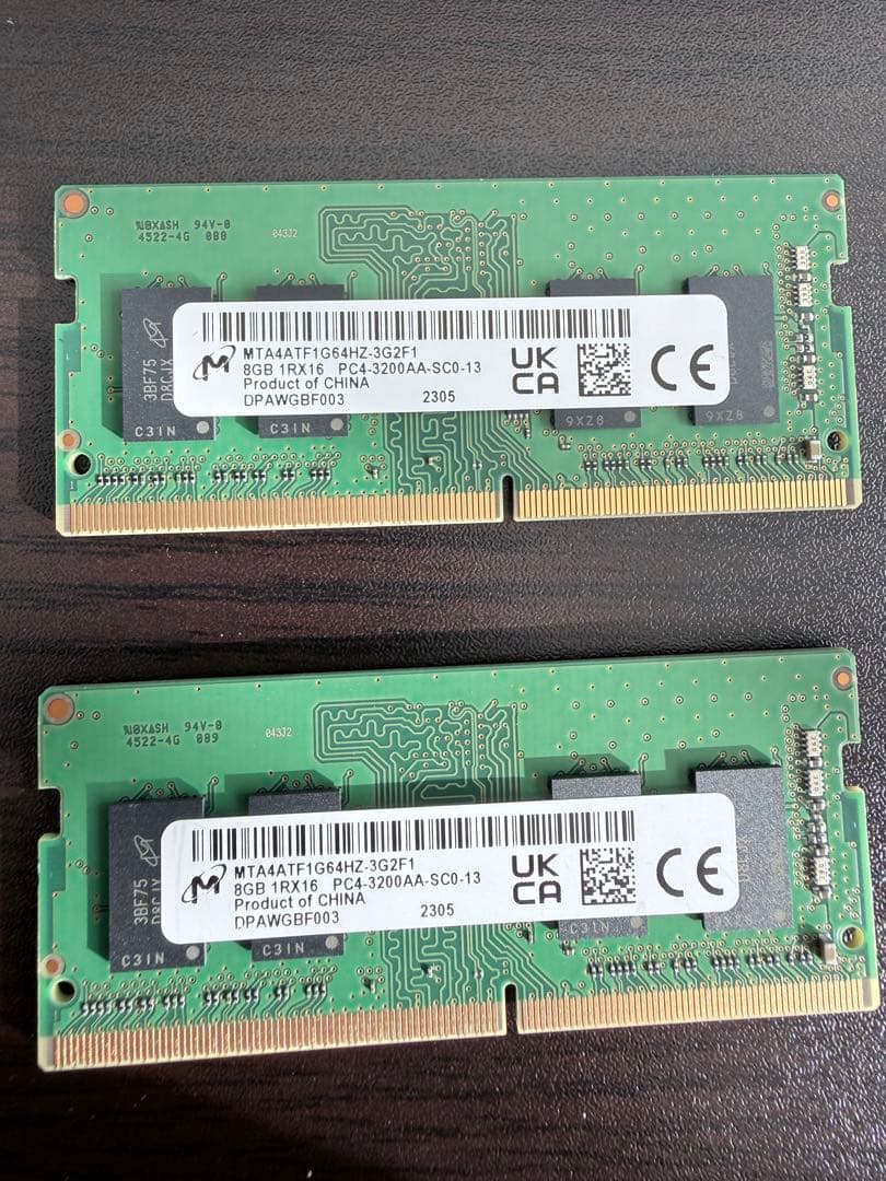 Micron ノートPC用メモリ 16GB (8GB×2)PC4-3200AA
