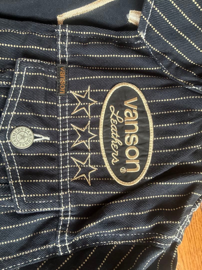VANSON ストライプオーバーオール