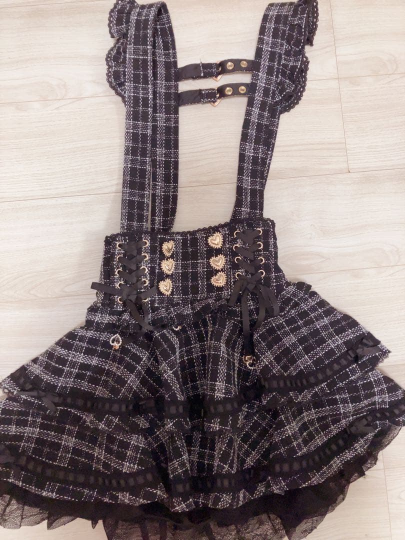 LIZLISA はしごリボンツイードティアードスカパン BLACK