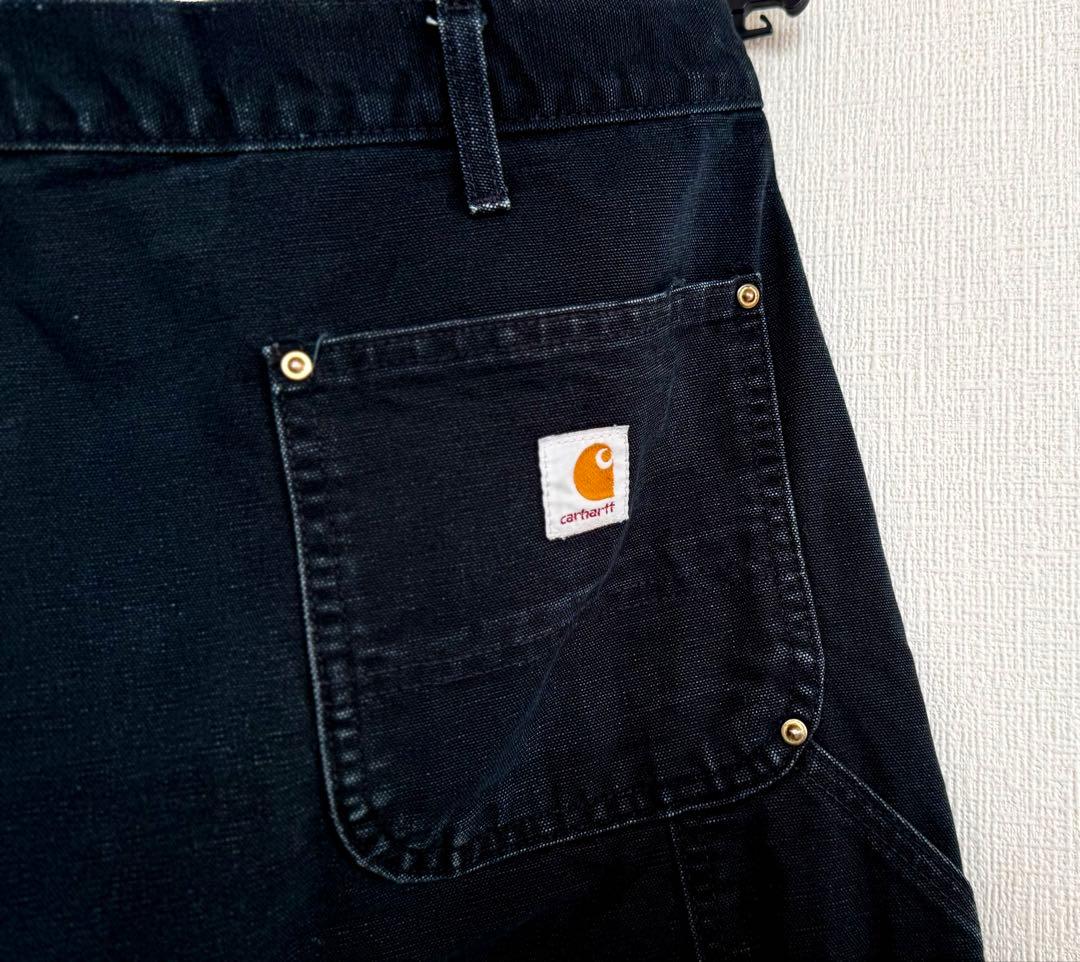 超スペシャル 40X34 W40 カーハート ダブルニー パンツ ブラック 黒