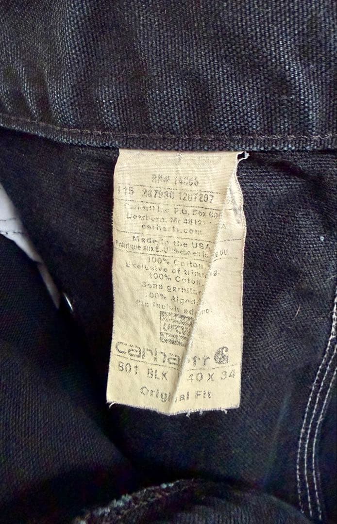 超スペシャル 40X34 W40 カーハート ダブルニー パンツ ブラック 黒