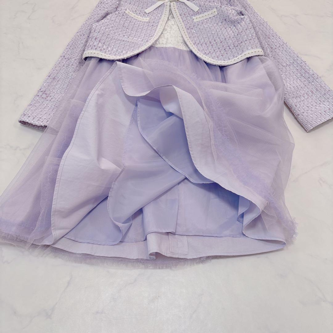 ELLE パープル×ツイード＊フォーマル 130 入学 卒園 女の子 セレモニー