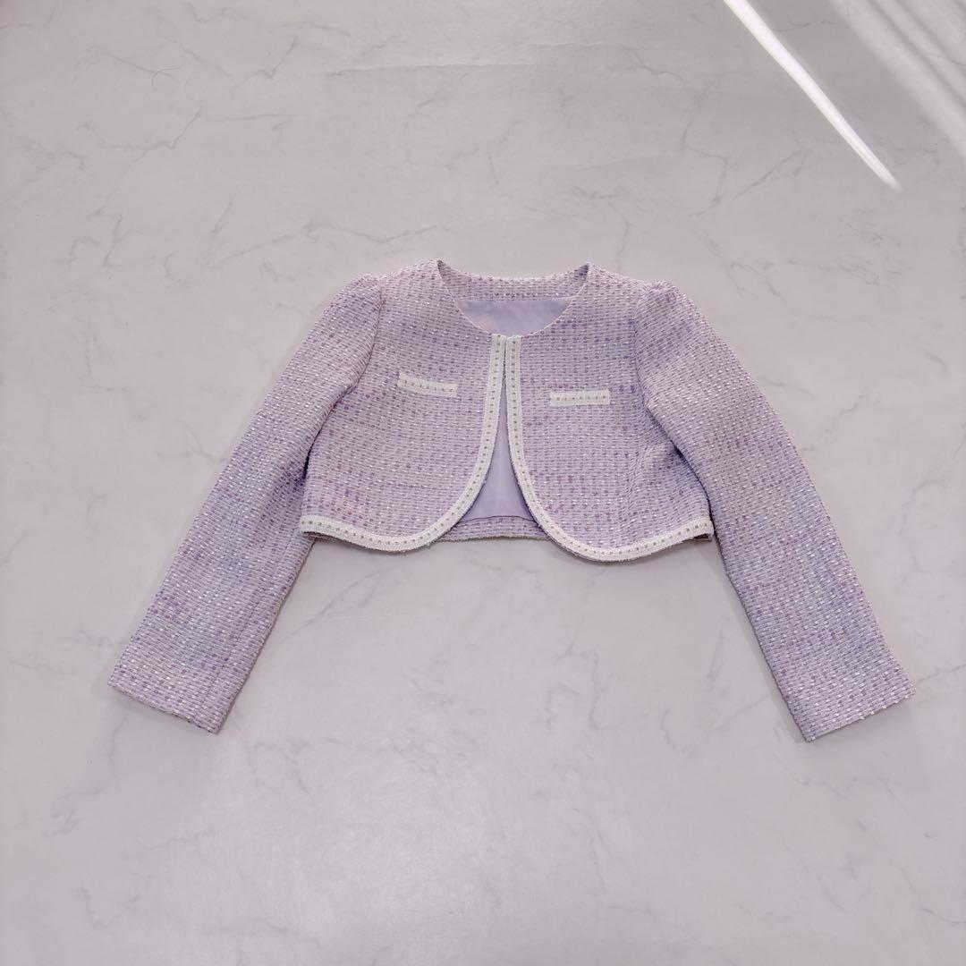 ELLE パープル×ツイード＊フォーマル 130 入学 卒園 女の子 セレモニー