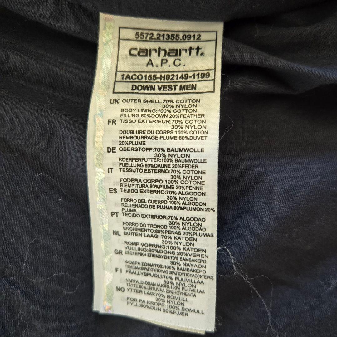 A.P.C. Carharttコラボ ダウンベスト S　メンズ　希少　黒