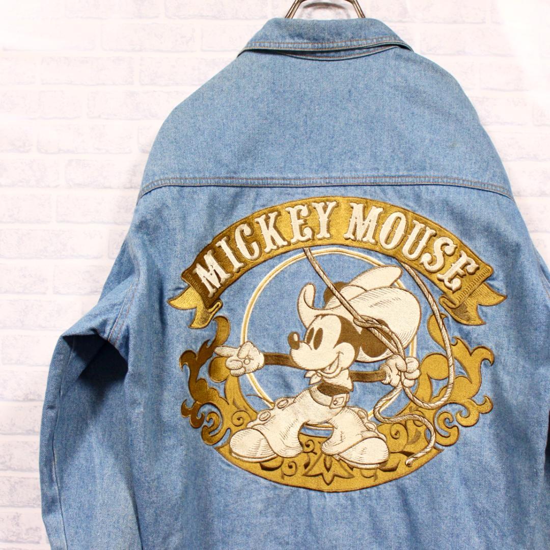 00s ディズニーランド ミッキーマウス 総刺繍 デニムジャケット Disney