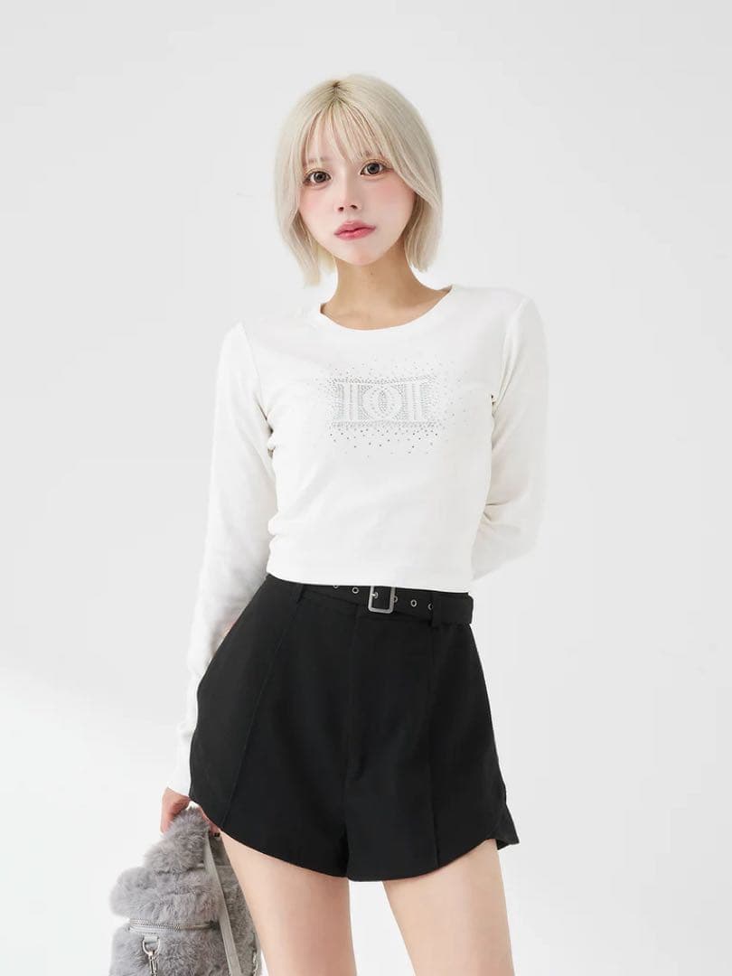 ♡ ダーリッチ Darich ♡ シャイニーDDロゴコンパクトロングTシャツ 白