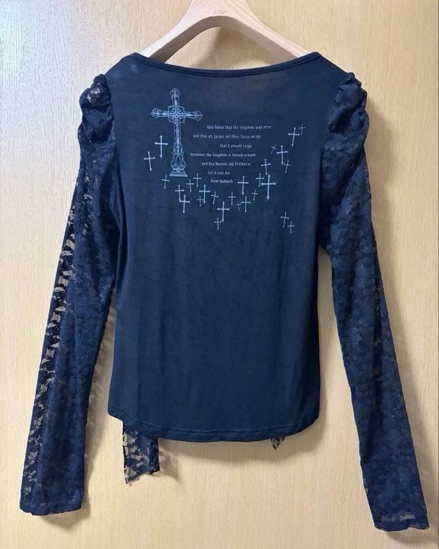 【明日15時迄お値下げ】h.NAOTO Blood 黒 レース袖 カットソー