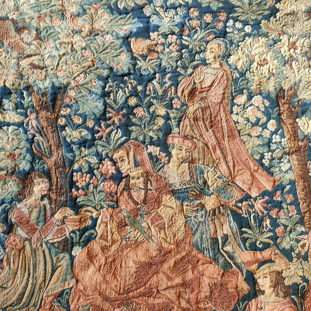 ヴィンテージ メイドインフランス タペストリー のれん　棒通し・棒付き