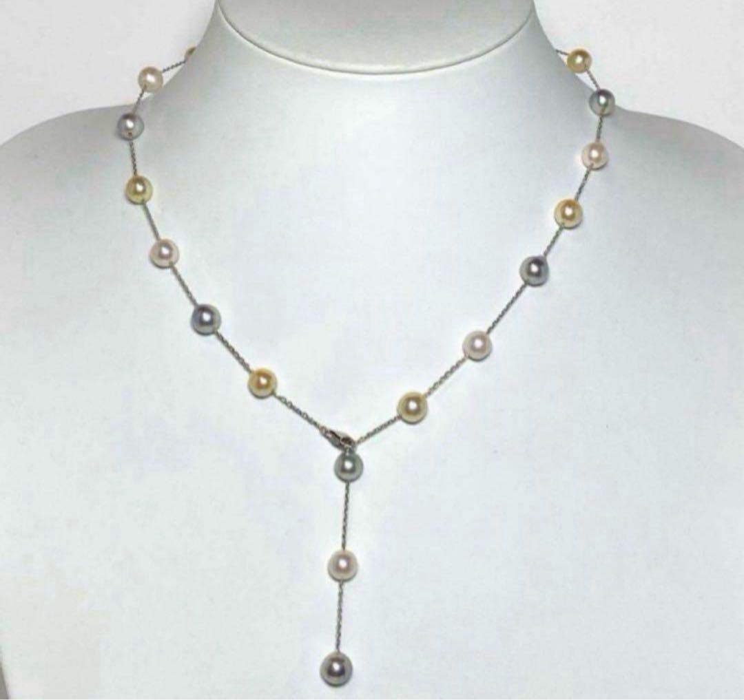 D2210 あこや真珠ナチュラルステーションネックレス7.0-7.5mm