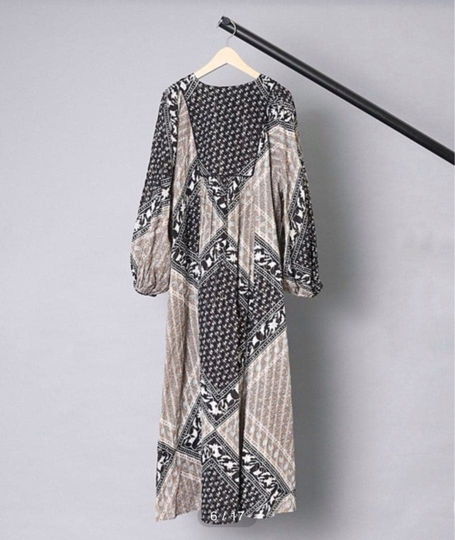美品sara mallikaサラマリカコットンブロックパターンドレスワンピース