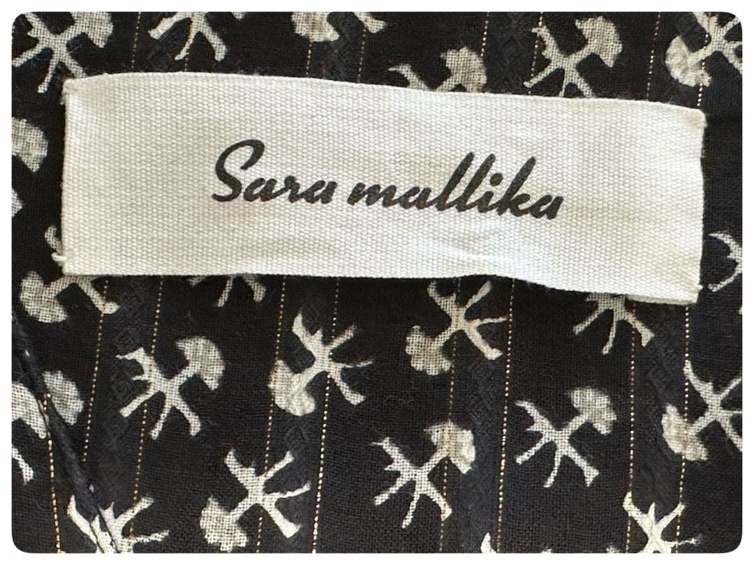 美品sara mallikaサラマリカコットンブロックパターンドレスワンピース