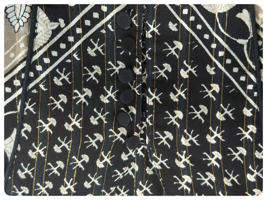 美品sara mallikaサラマリカコットンブロックパターンドレスワンピース