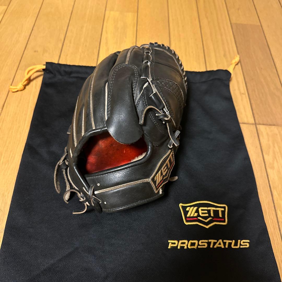 ZETT 硬式グローブ 右投げ用 黒　袋付き