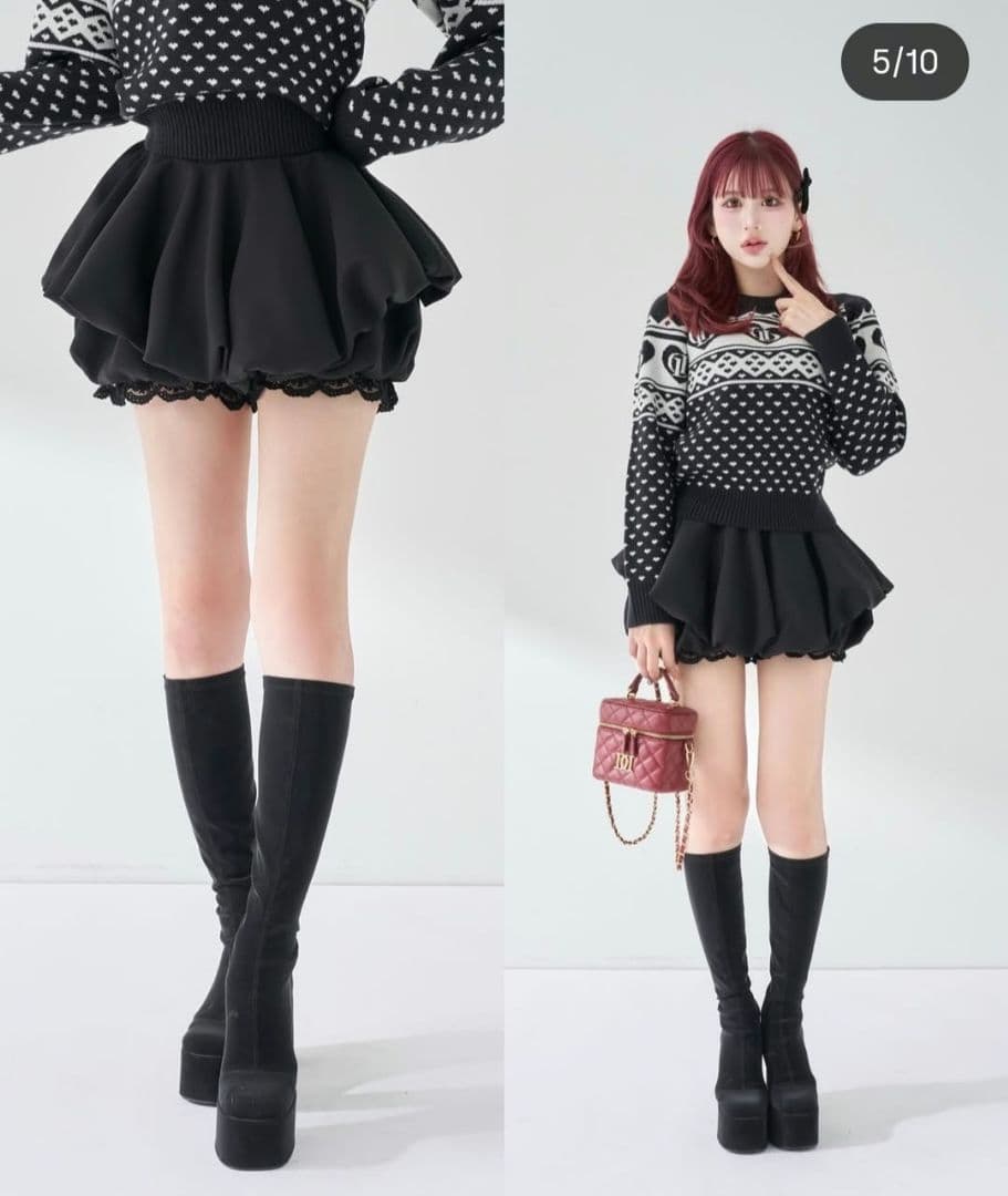 【ラスト1点】ダーリッチ ボリュームバルーンミニスカート ブラック