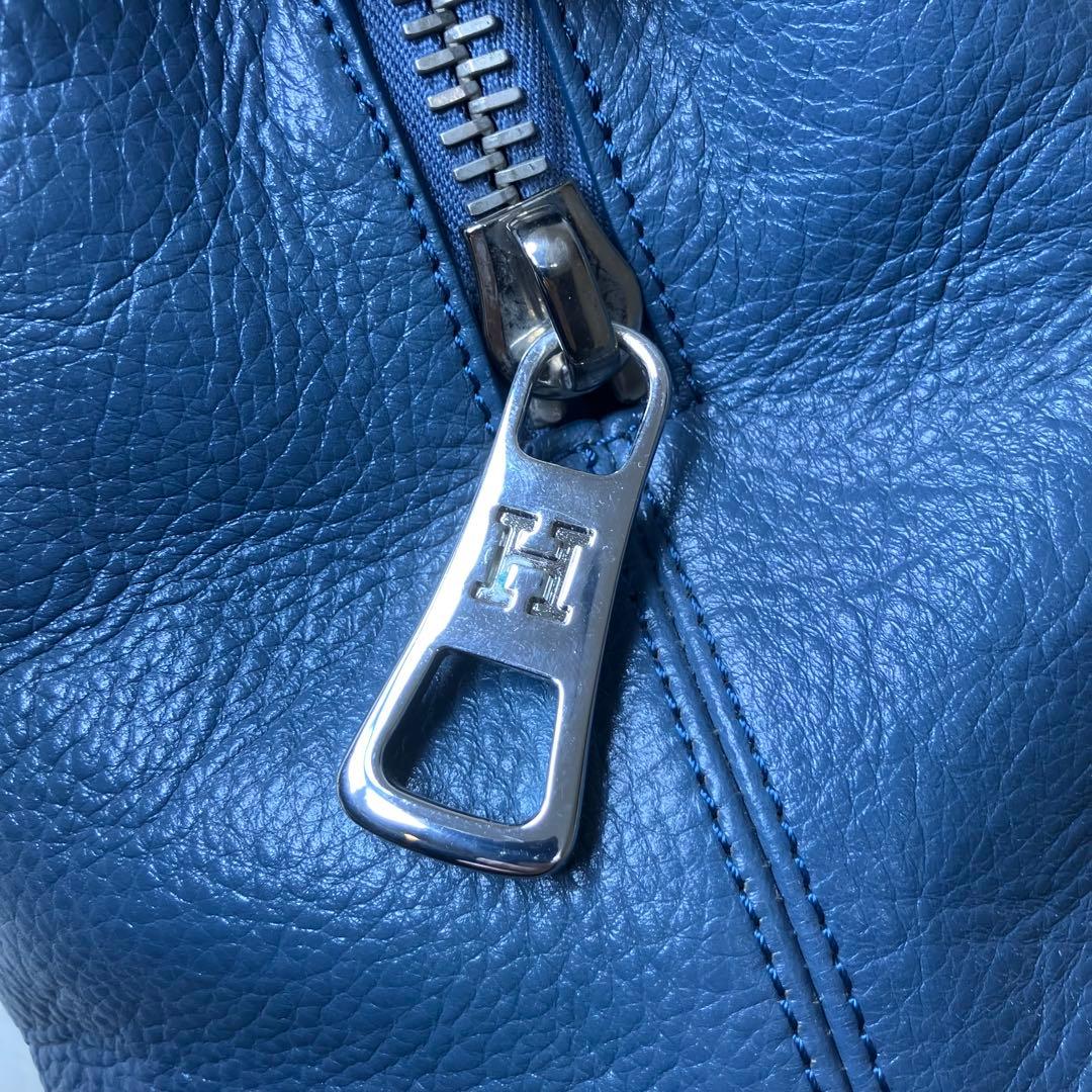 美品✨現行 近年モデル ヒロフ ランポ シボ革 ロゴ刻印 ３室 ハンドバッグ