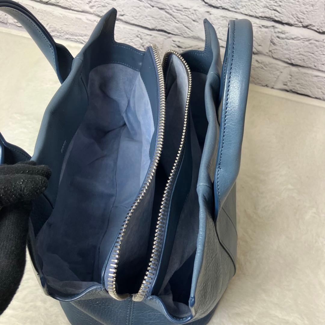 美品✨現行 近年モデル ヒロフ ランポ シボ革 ロゴ刻印 ３室 ハンドバッグ