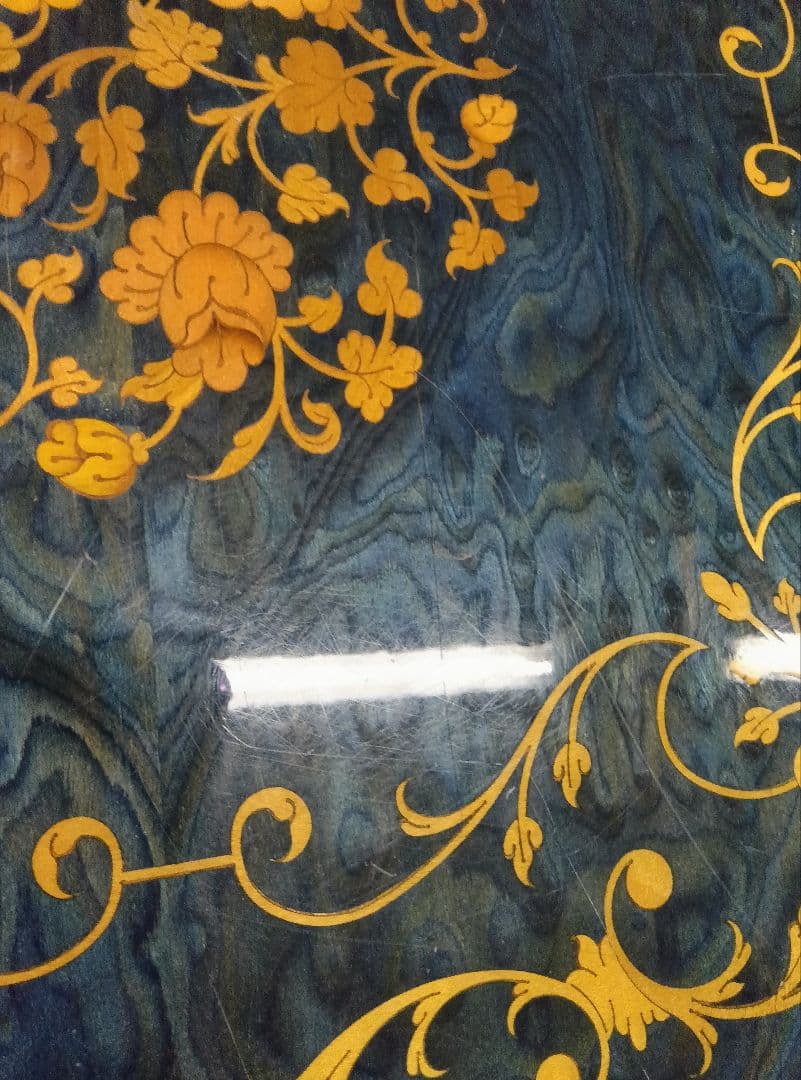 象嵌細工　サイドテーブル　コーヒーテーブル　アンティーク　花台　飾り台　グリーン