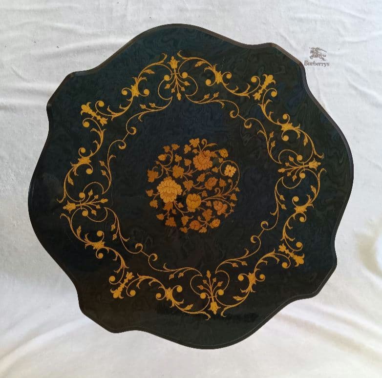 象嵌細工　サイドテーブル　コーヒーテーブル　アンティーク　花台　飾り台　グリーン