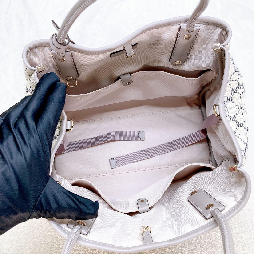 ✨美品✨ケイトスペード 2wayバッグ ジャガード フラワー キャンバス レザー