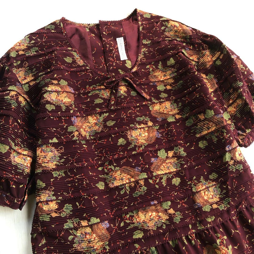 カネコイサオ フルーツバスケット チェリー ピンタック ピコレース ワンピース