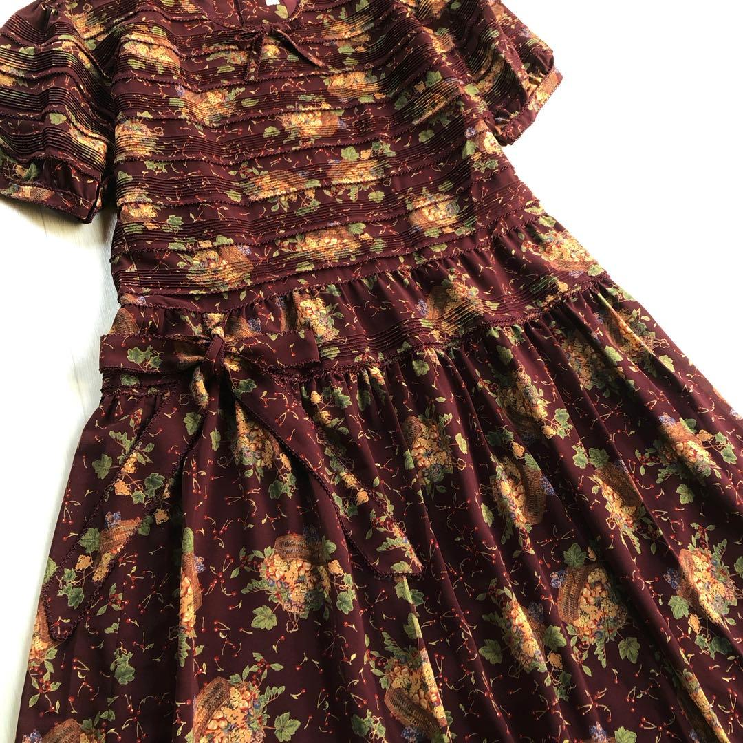 カネコイサオ フルーツバスケット チェリー ピンタック ピコレース ワンピース