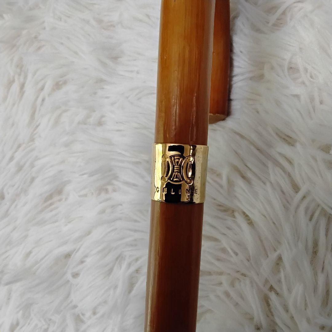 【美品】CELINE セリーヌ 長傘 トリオンフ 高級 雨傘 ブラウン