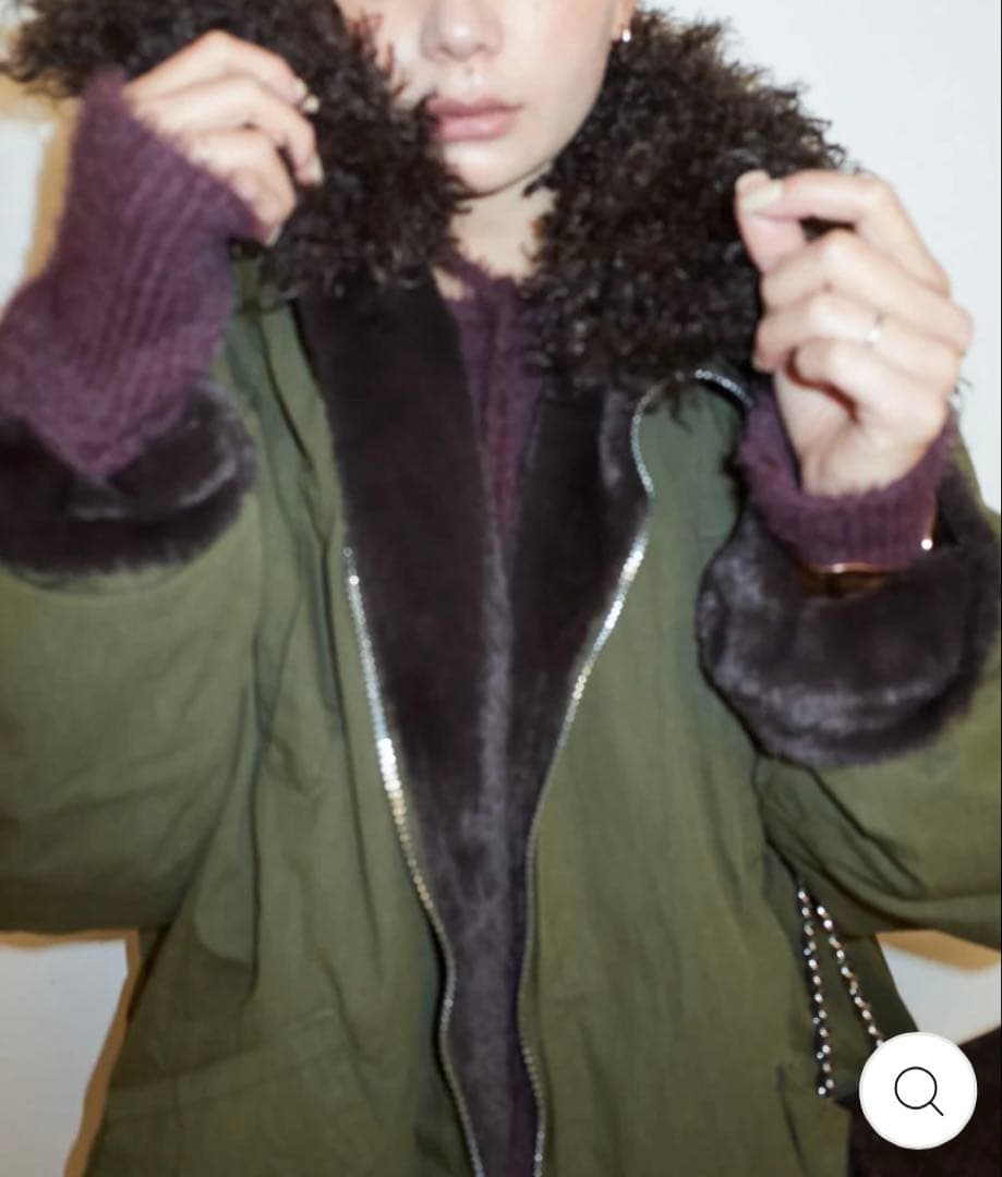 IAM イアム　ボア襟ジップブルゾン　カーキグリーン