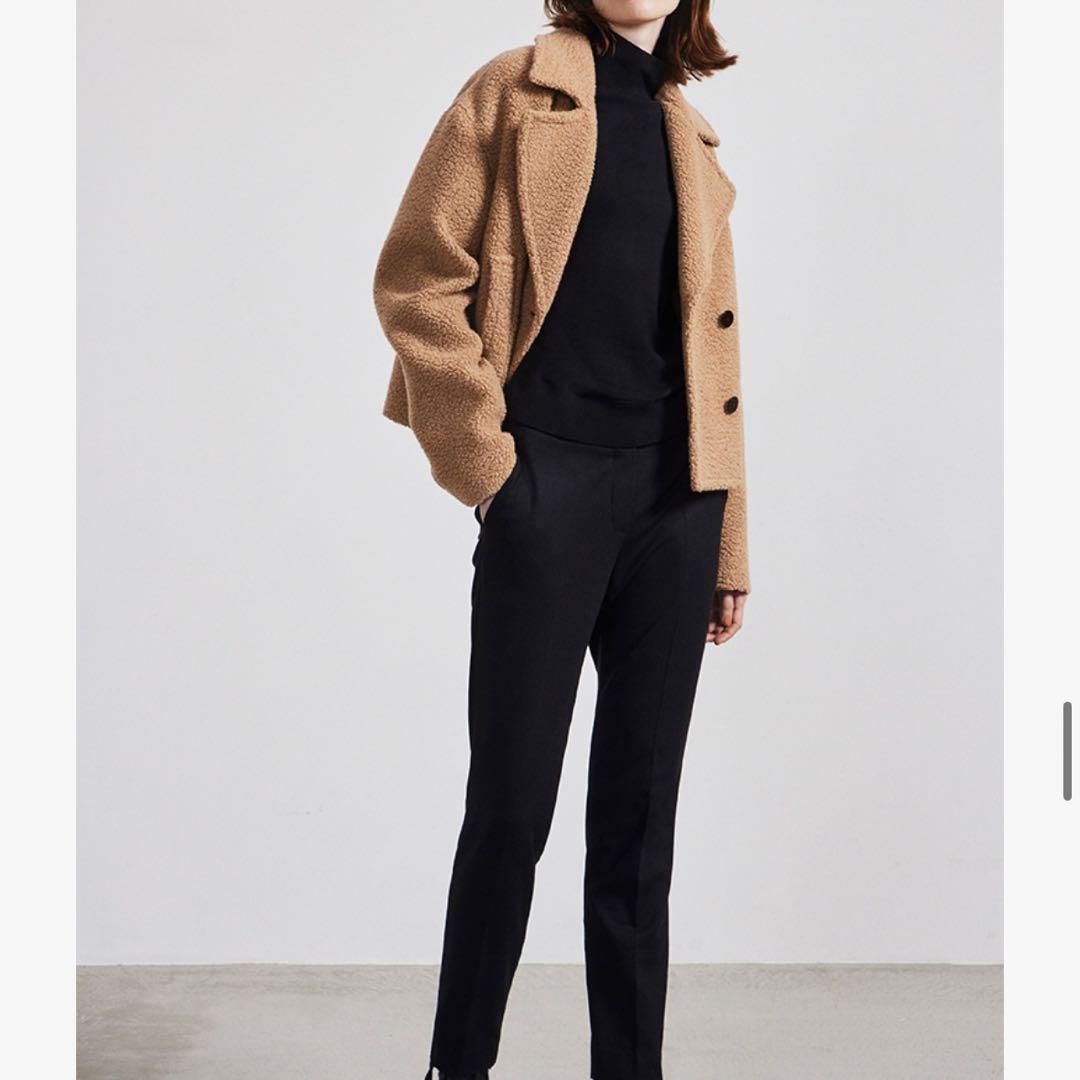 【Theory】テディフリース　ボア　ショート丈　ピーコート　ベージュ