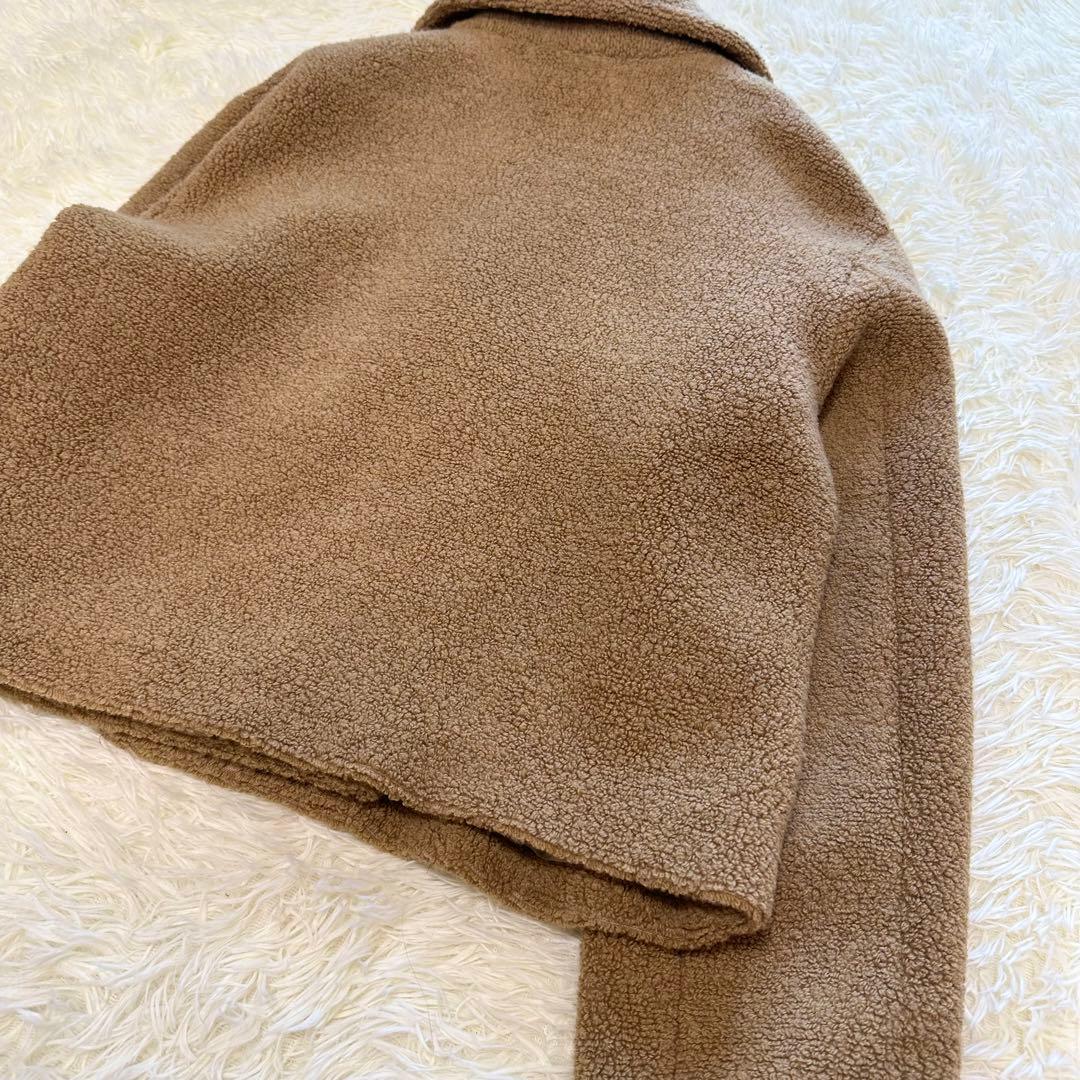 【Theory】テディフリース　ボア　ショート丈　ピーコート　ベージュ