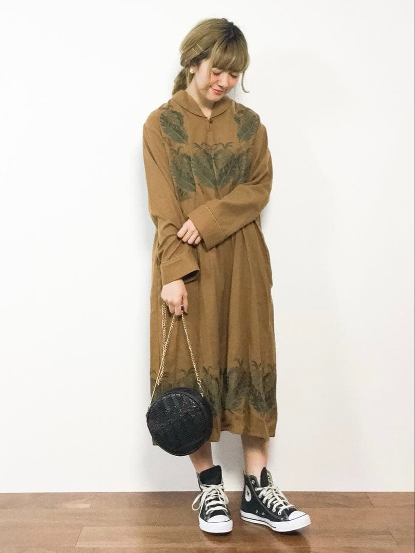 ✔️ didizizi ディディジジ オウム刺繍 ネルOP ワンピース ロング