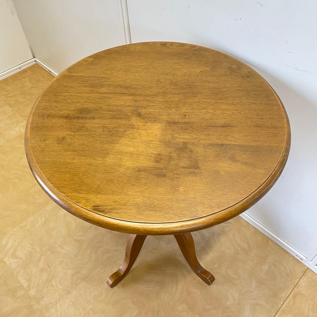 アンティーク調 丸テーブル サイドテーブル カフェテーブル 台 猫脚 木製